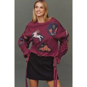 Anthropologie Maeve x Nathalie Lete Circus Long-Sleeve Pullover Top M 286645